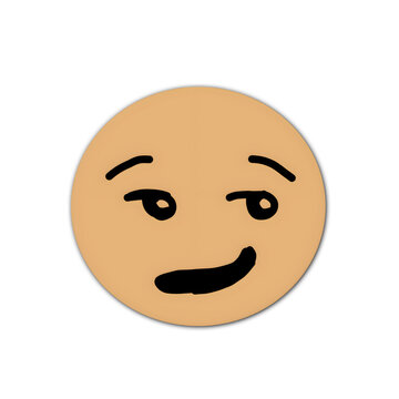 Playful smirking peach emoji icon with hand drawn face expression isolated on transparent background