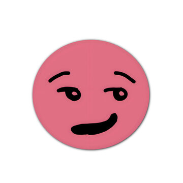 Pink smirking face emoji with mischievous expression isolated on transparent background