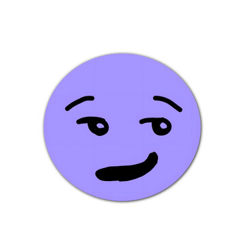 Smirking purple emoji with a playful smirk face expression isolated on transparent background