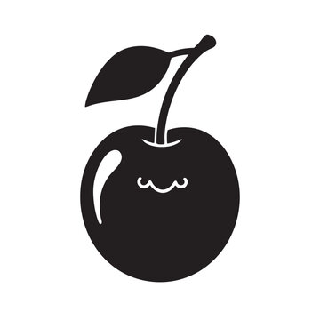 Black cherry icon with leaf