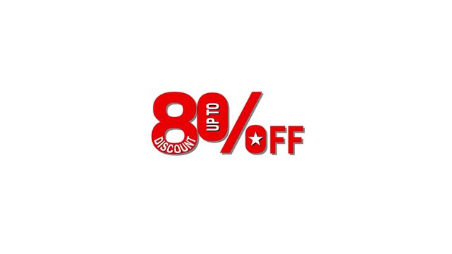 Vibrant red 80 percent off discount label for commercial sale events.