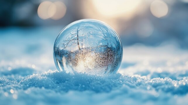 Christmas tree in Glass snow globe on red background, Christmas decorative design with white snowdrift,snowflakes,glow garland,3d decorative garland glow.Xmas Decorations,Vector illustration.