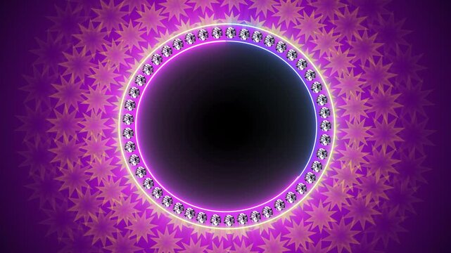 Purple Glowing Neon Diamond Frame Background Loop