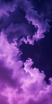 Ethereal violet clouds swirl in soft focus on dark background, atmospheric, cosmic