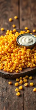 Golden-yellow chana dal scattered on a rustic wooden board, Indian cuisine, vegan nutrition