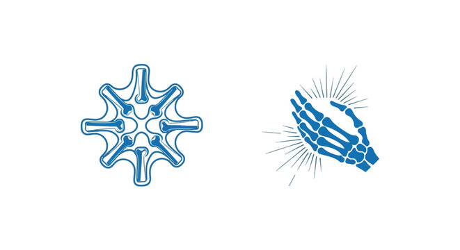Blue feather quill ink pen illustration set.