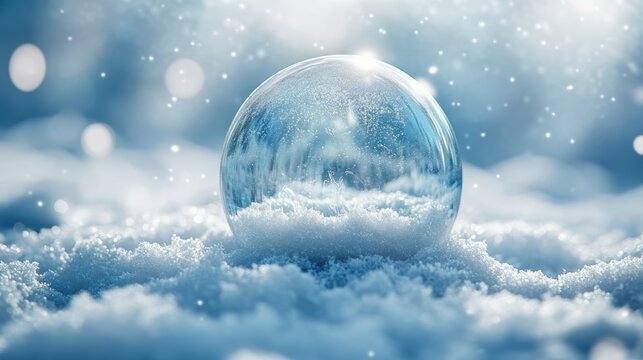 Christmas tree in Glass snow globe on red background, Christmas decorative design with white snowdrift,snowflakes,glow garland,3d decorative garland glow.Xmas Decorations,Vector illustration.