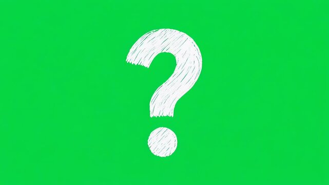 Green question marks against black background with cinematic motion and subtle zoom
