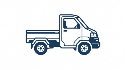 Fototapeta premium Small pickup truck icon. Side view of a compact utility vehicle for delivery and transport.