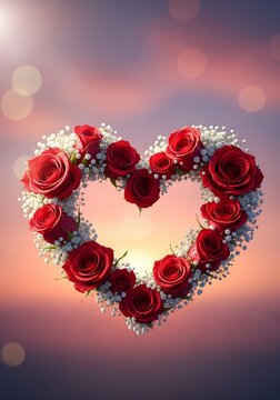 Crimson Bloom Heart at Dawn's Embrace