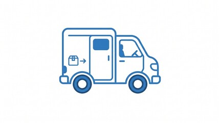 Fototapeta premium Delivery truck icon with package. Shipping van symbol for logistics and transport services.