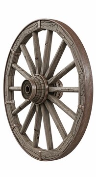 Rustic Wheel: A detailed 3D render with weathered wood and subtle lighting, evoking a sense of history and strength.