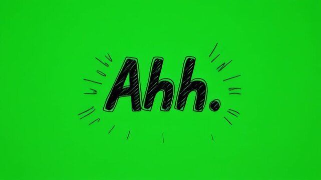 Green screen text Ahh with radiating lines and subtle animation for broadcast and media projects
