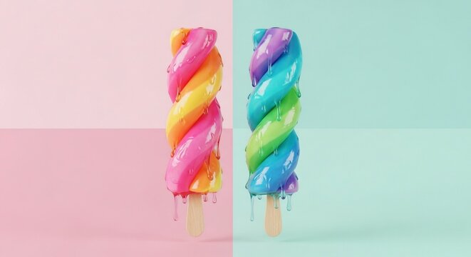 Vibrant Swirls: A Delightful Duo in Pastel Hues.