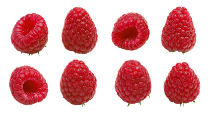 Fototapeta na wymiar Collection of fresh ripe red raspberries with visible drupelets