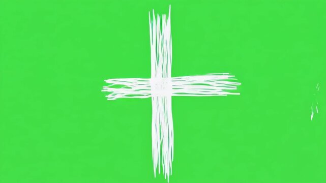 Hand drawn plus signs animated on green screen background with subtle motion