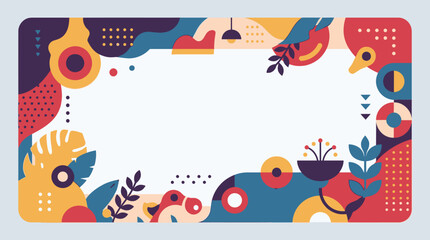 Naklejka premium Modern abstract geometric plants and shapes border