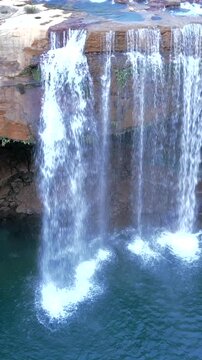 Vertical Aerial View of Krang Suri Waterfall, Meghalaya, India