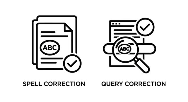 Spell correction and search query correction symbols with correction alphabet document magnifying language proofread analysis information