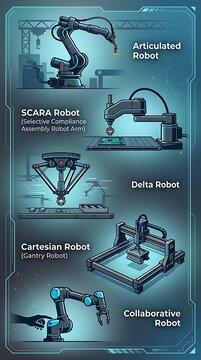 Types of industrial robots for manufacturing and automation