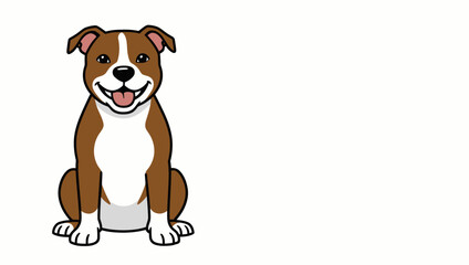 Fototapeta premium Happy Cartoon Puppy Sitting Isolated on White.