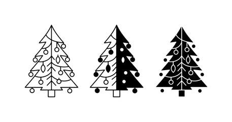 Obraz premium Christmas Tree Icons, Festive Holiday Vector Graphics, Winter Celebration Decorative Elements