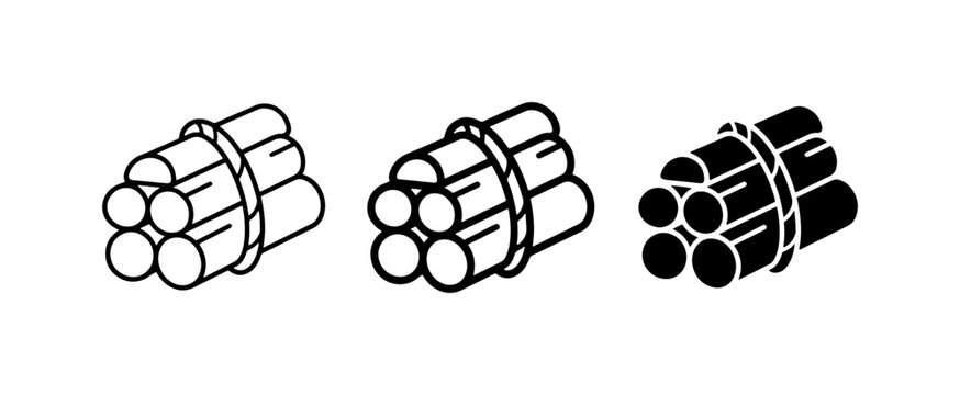 Bundle of Sticks Icons, Wood Logs Set, Timber Bundle Graphics, Firewood Collection