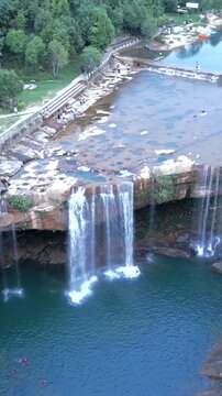 Vertical Aerial View of Krang Suri Waterfall, Meghalaya, India