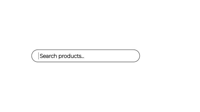glowing search button animation with modern search bar on white background.