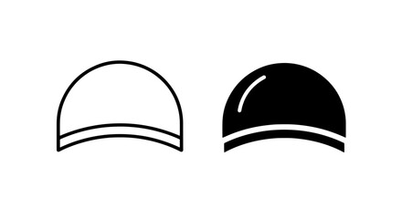 Minimalist dome cap icon set in outline and solid black styles © Al Rafi