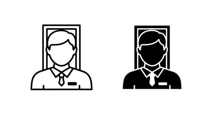 Fototapeta premium Businessman profile portrait in a rectangular frame icon set