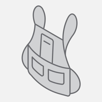 Bartender apron isometric icon, mixologist clothing concept. Vector graphics. Cooking tunic sign with outline style icon for mobile or web design.