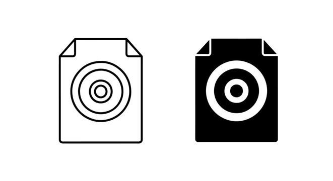 Document target icons as outline and solid vector shapes with document