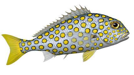 Spotted fish with yellow circles and fins © Ari