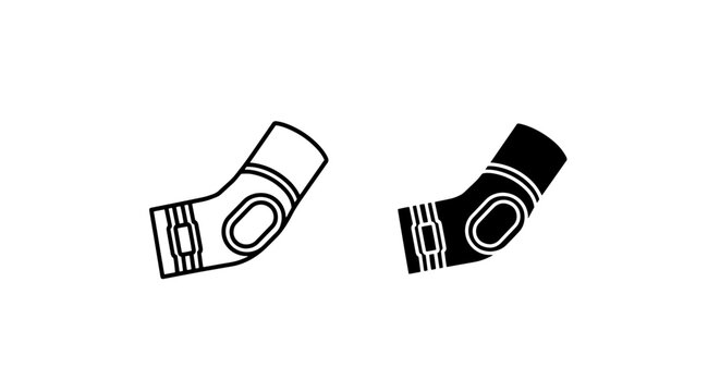 Elbow support brace compression sleeve icon set with compression