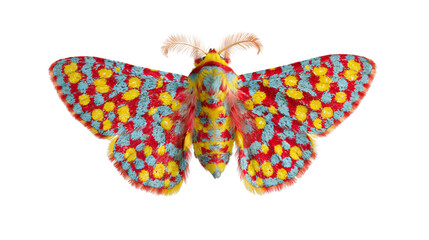 Colorful spotted moth with fuzzy texture © Ari