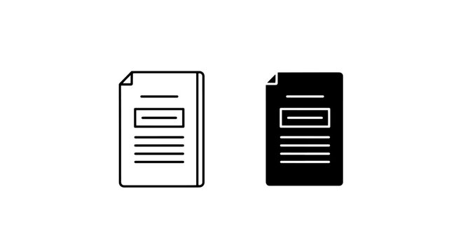 Document file icon with header in line and solid glyph style, document