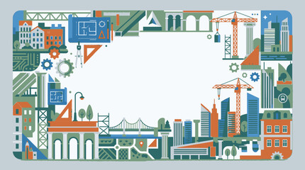 Fototapeta premium Urban construction and architecture planning horizontal banner.