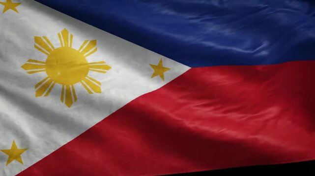 Waving philippines flag background: national symbol with realistic fabric texture and smooth motion for patriotic projects