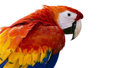 Fototapeta premium Scarlet Macaw parrot head and shoulder detail