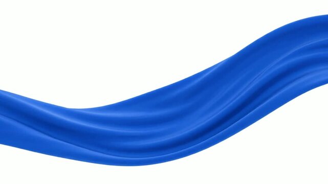Blue fabric wave motion background, smooth silk flowing textile animation, abstract luxury cloth movement for presentations