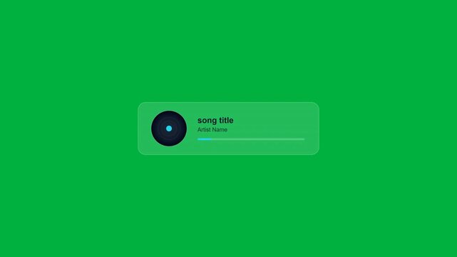 Minimalist glassmorphic music player interface with a soft translucent effect, smooth progress bar