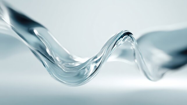 A mesmerizing close-up of a flowing, abstract water wave. This fluid motion highlights clarity, purity, and the elegant beauty of liquid forms.