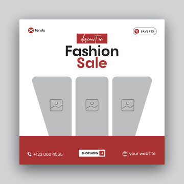 Fashion sale social media post web banner design template 