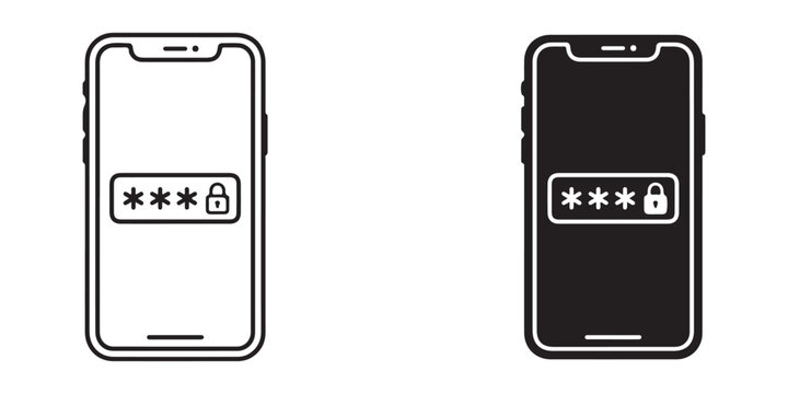 smartphone screens displaying password entry with lock icons for security concept illustration