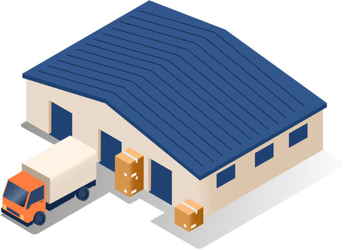 Logistics and Supply Chain Isometric Illustration Set. Warehouse and Logistics Isometric Illustration Collection. Global Supply Chain Isometric Icon Set.