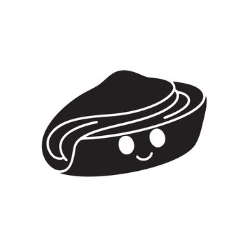 Smiling black hat icon with white outline