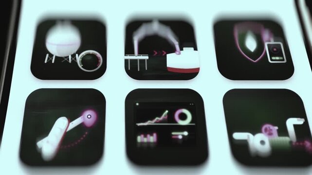 LNG Operations App Icons with Storage Loading and Analytics Tiles