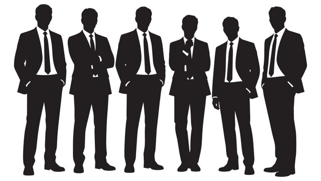 Five businessmen standing side by side in professional attire