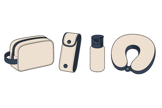 Travel accessories set with toiletry bag bottle and neck pillow